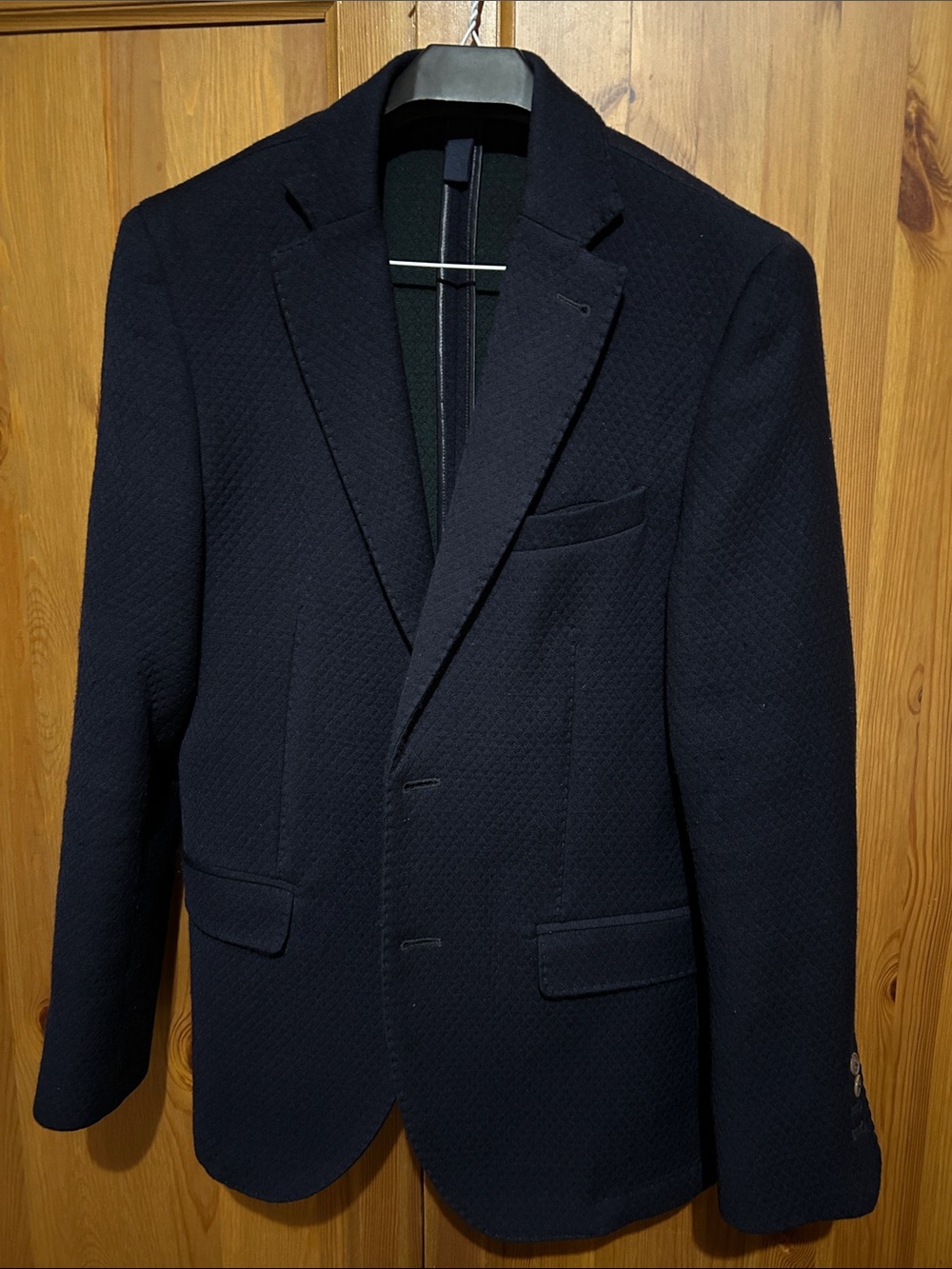 Massimo Dutti Men’s Navy Textured Sport Coat Blazer